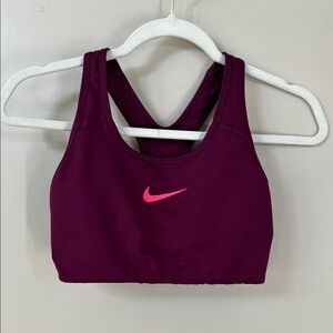 Nike Maroon Sports Bra with Pink Logo size medium